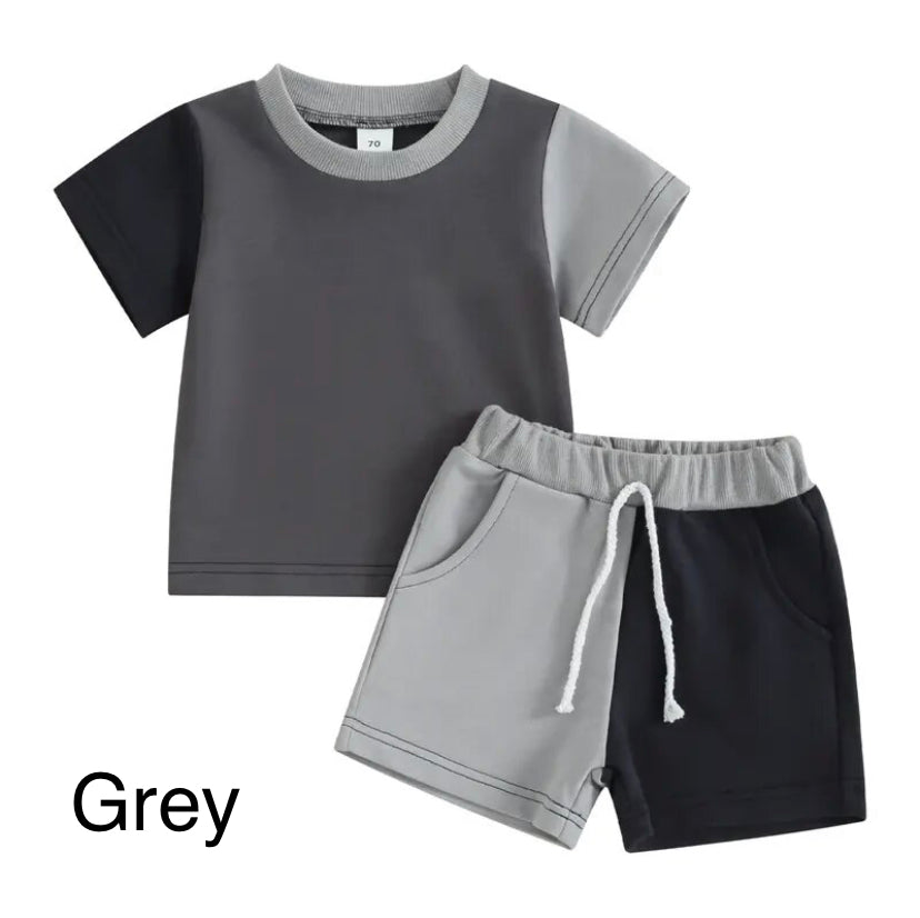 Colour block shorts set