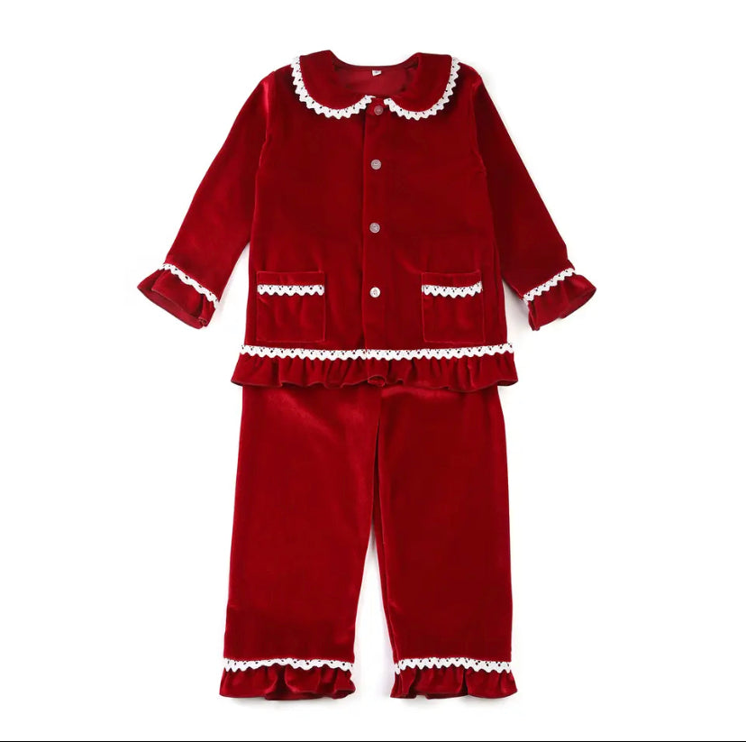 Red Velvet Christmas Pyjamas Children & Adults