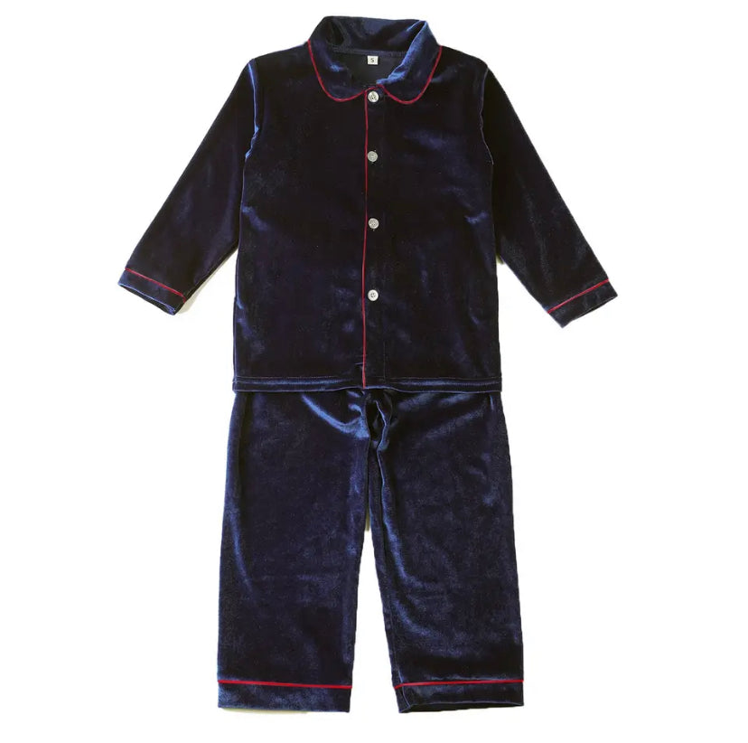 Navy Velvet Christmas Pyjamas