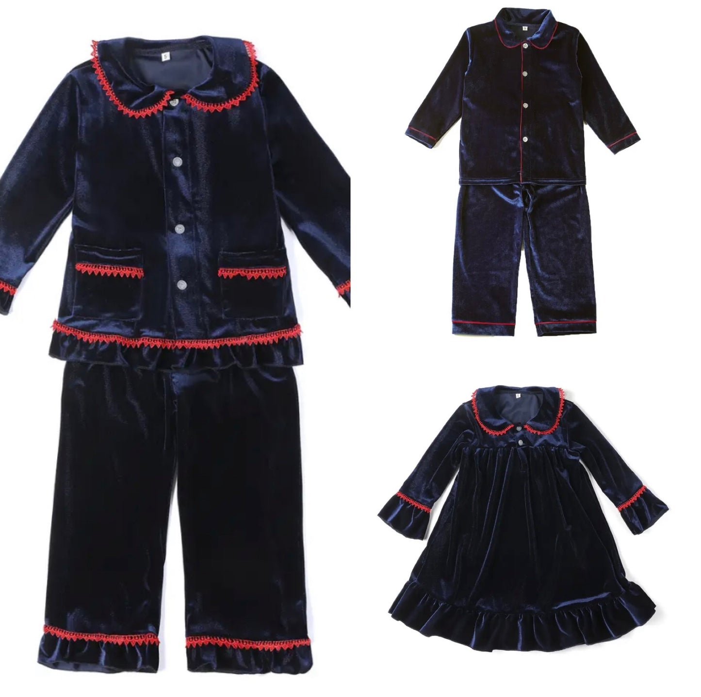 Navy Velvet Christmas Pyjamas