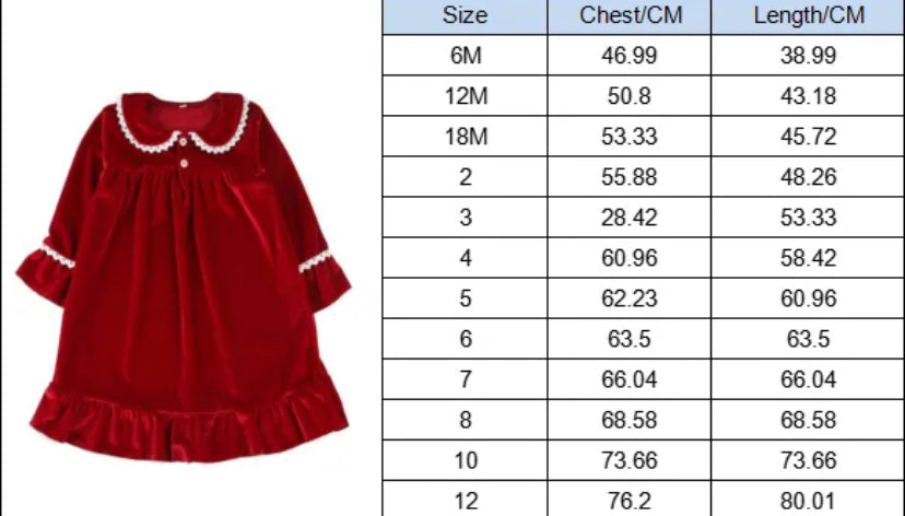 Red Velvet Christmas Pyjamas Children & Adults