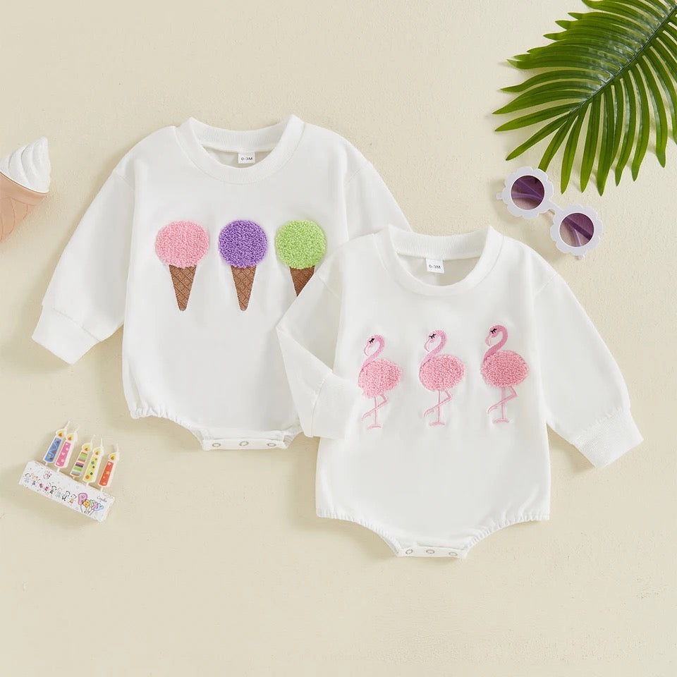 Flamingo / Ice cream Romper