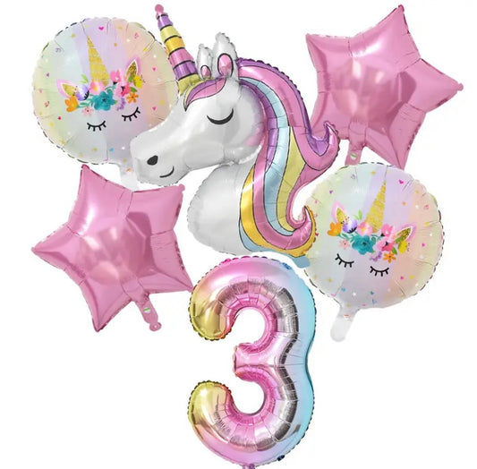 6 piece unicorn balloon set