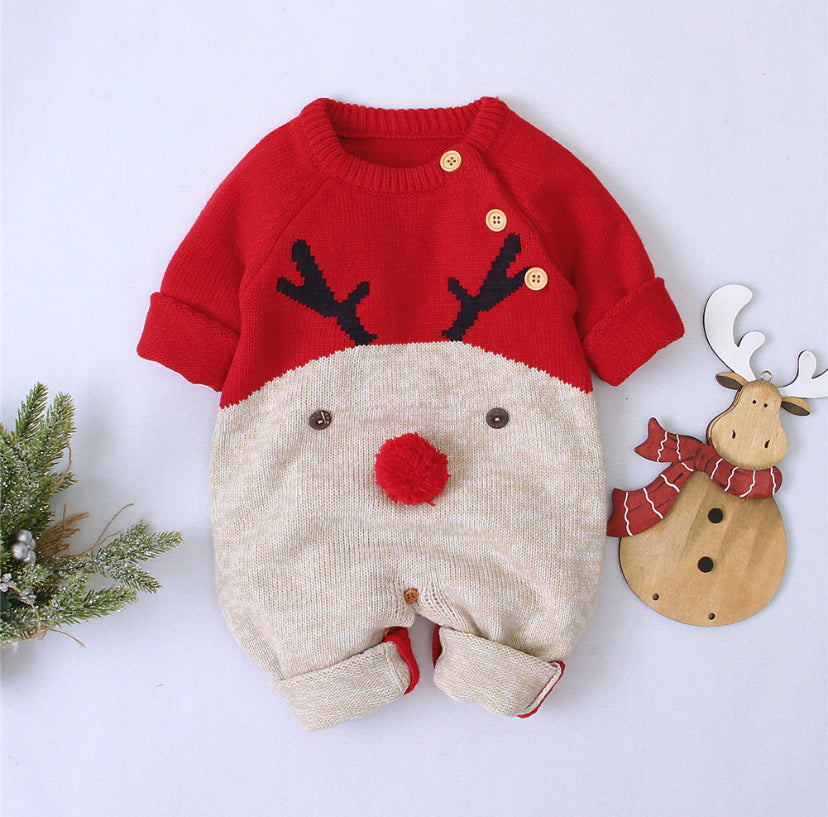 Reindeer Knitted Romper